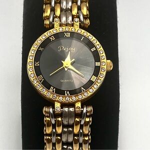 Vintage DEJOY Watch with Faceted Crystal & Pave Bezel New Battery